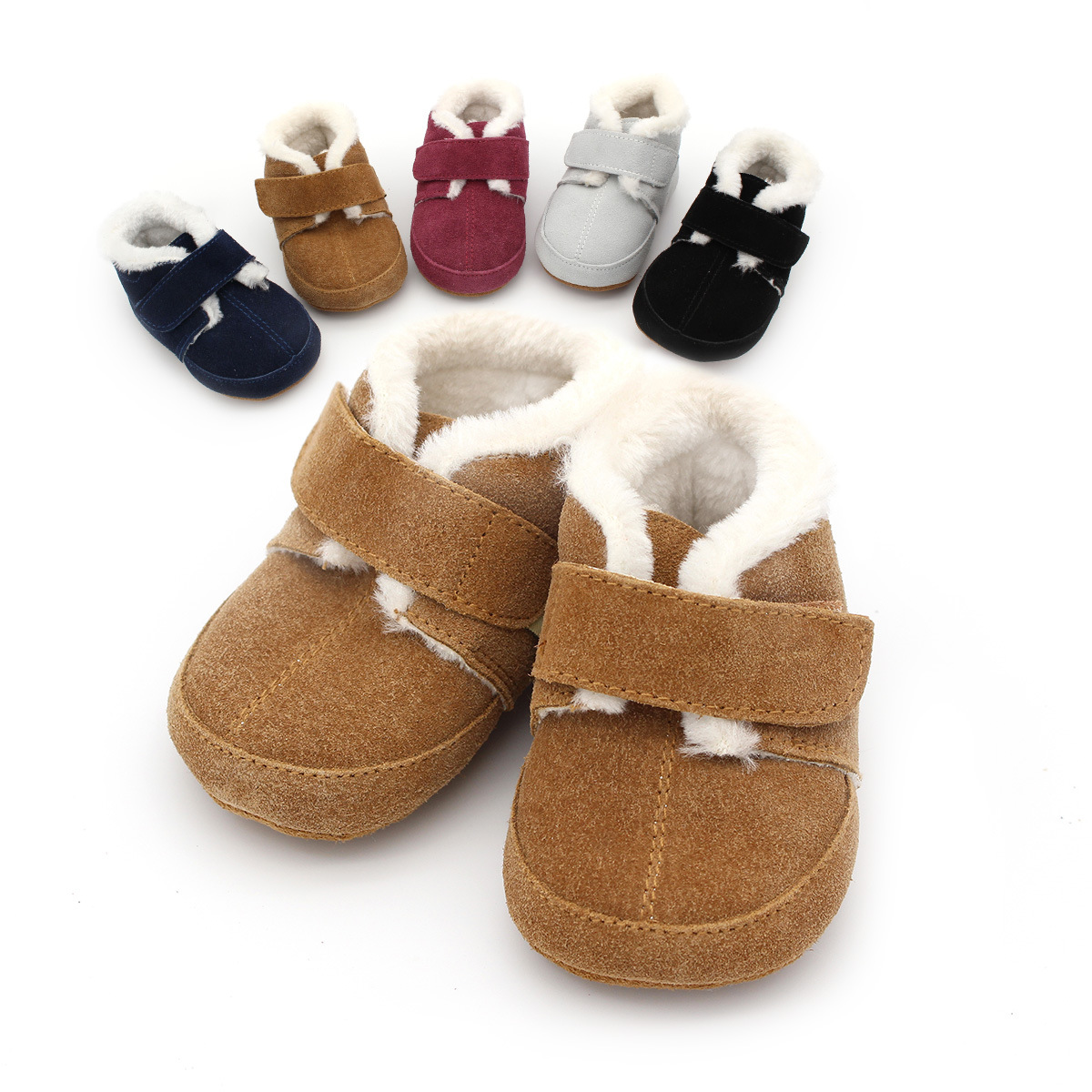 Kids Education Steps - Bebê botas peludas crianças couro casual