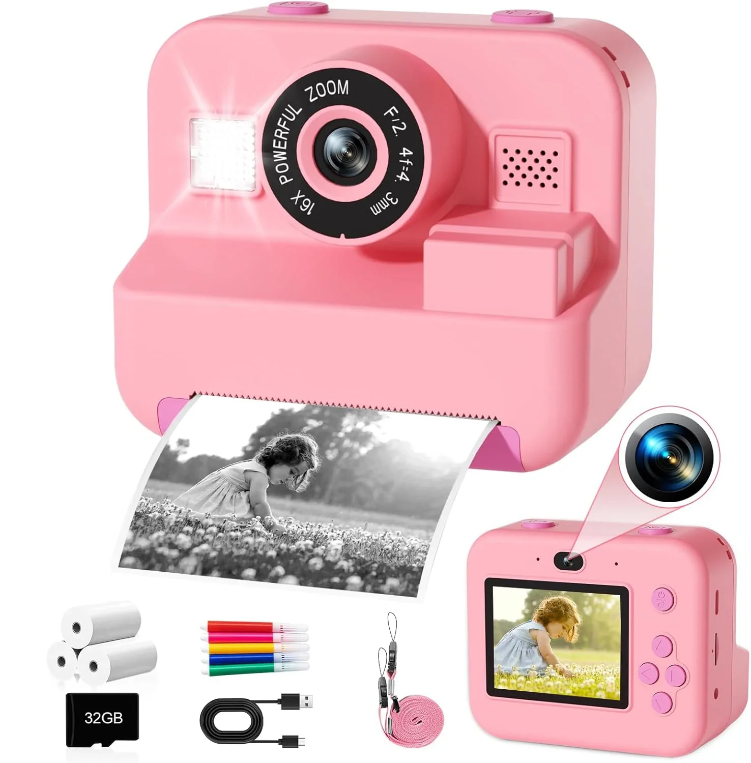 Kids Education Images - Câmera Digital Infantil, Impressão Instantânea e